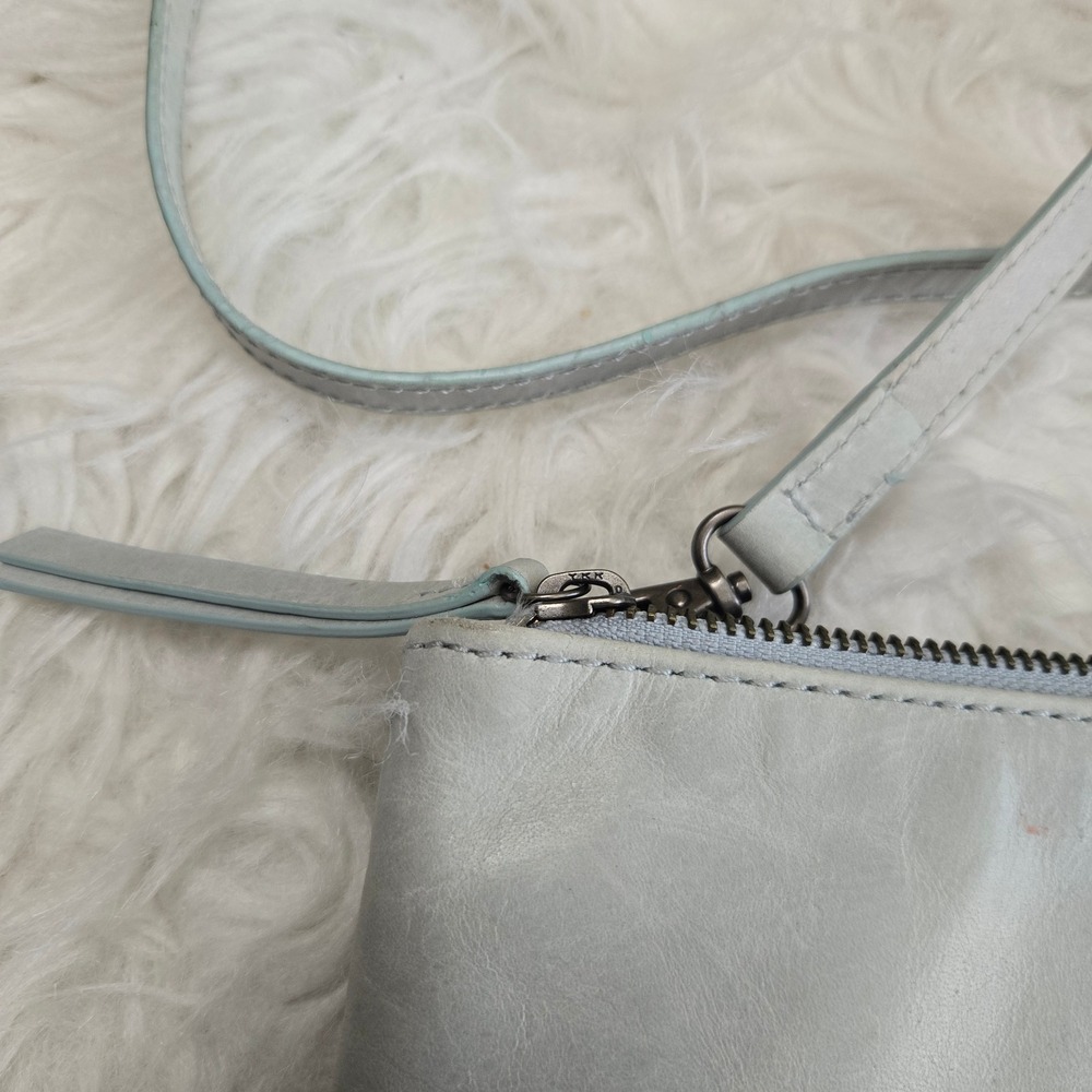 Lucky Brand Light Seafoam Leather Double Zip Crossbody Bag Slim Messenger - Picture 3 of 12